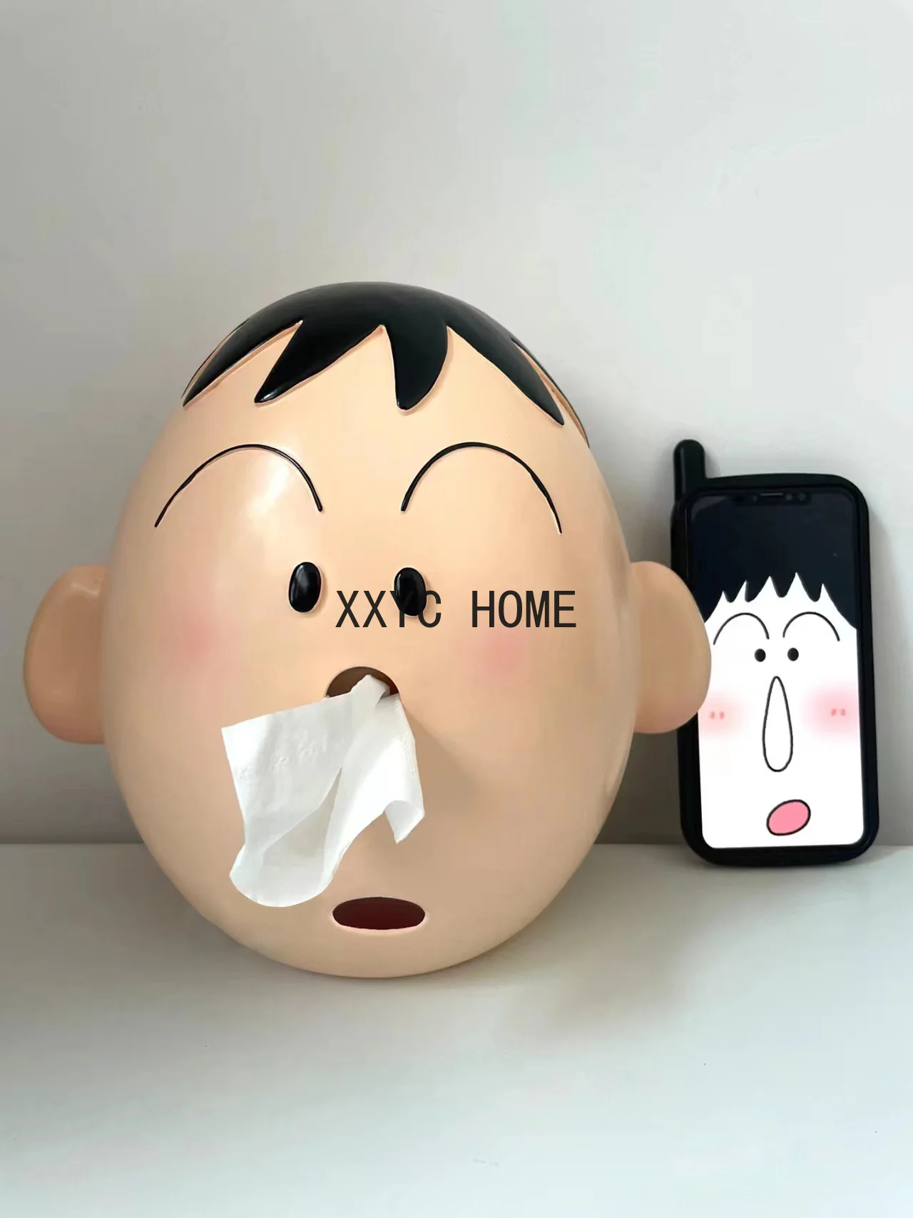 Cute Crayon Shin-Chan Cartoon Roller Funny Bathroom Shelf Non Perforated Toilet Paper Wall Mounted Resin Gifts for Home Ornament