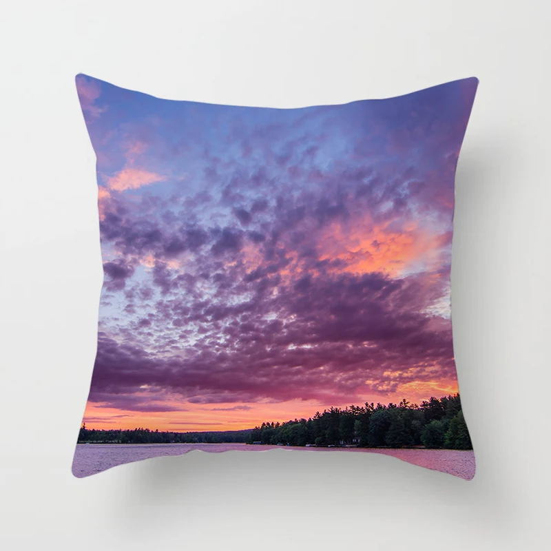 Sunset  Beach Scenery Printed Pillow Cover Sofa Decoration Car Office Seat Cushion  Room Home Decor