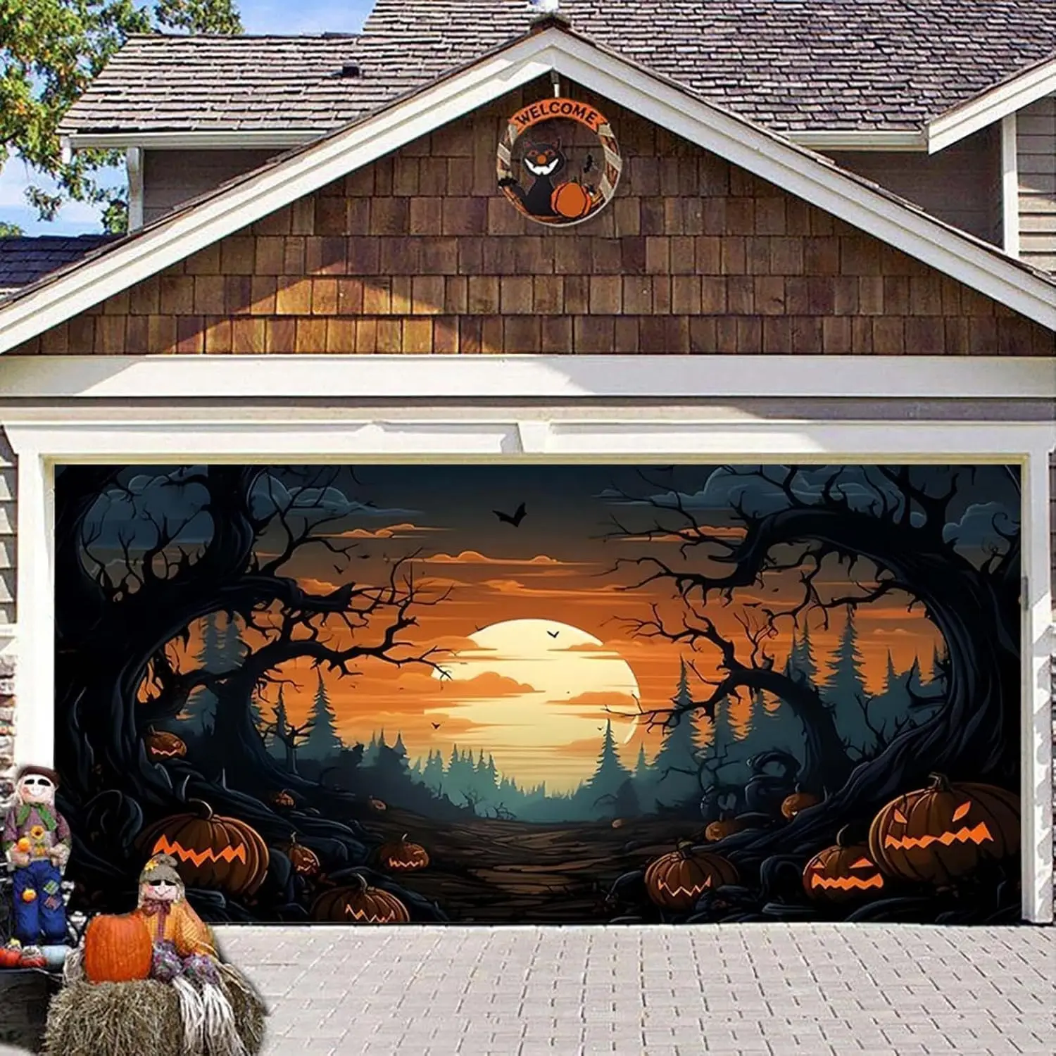 Halloween Garage Door Decorations Banner, Garage Buddy Halloween, Halloween Garage Door Cover, Horror Large Banner