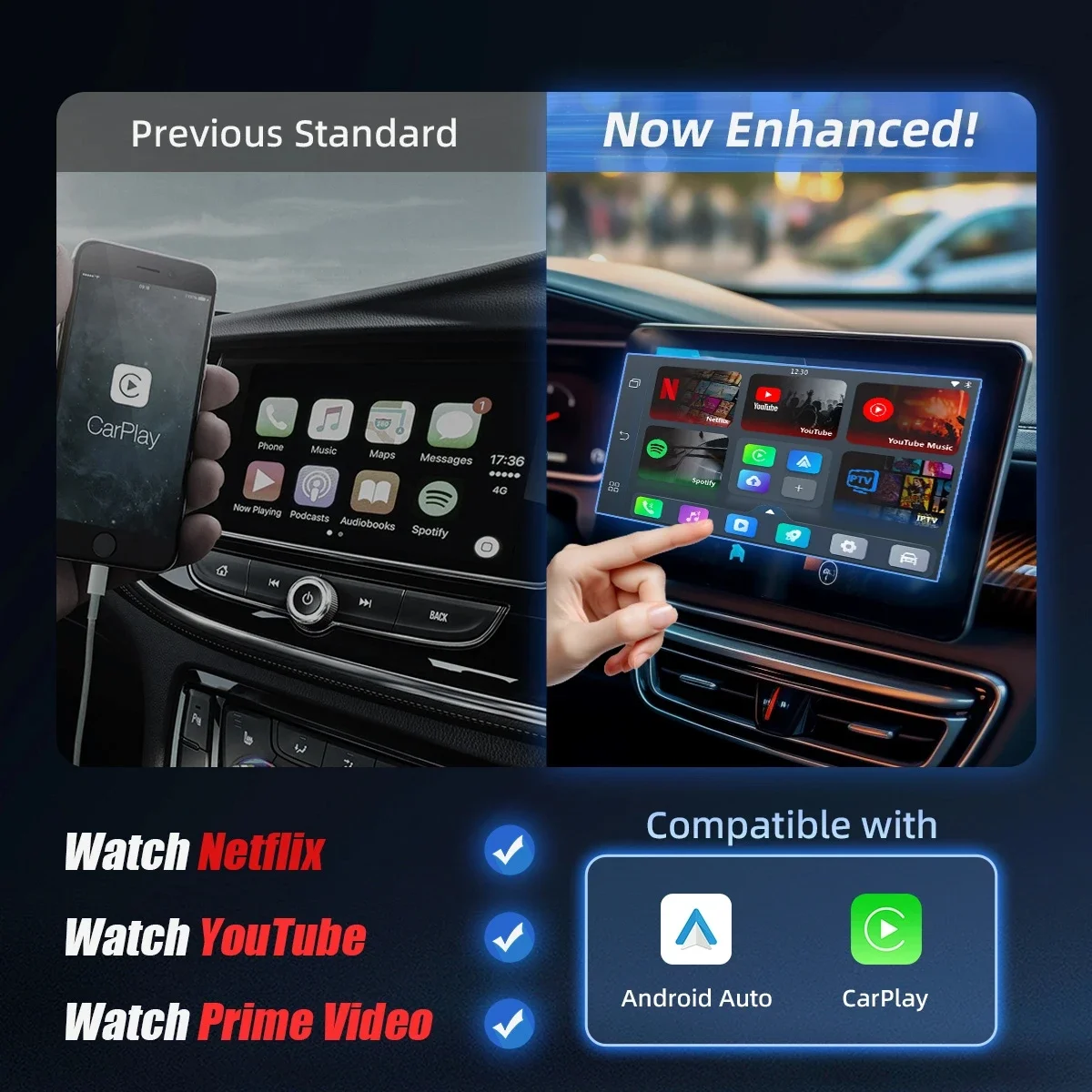 OTTOCAST Play2Video Pro Wireless CarPlay Android Auto Adapter Built in Youtube Netflix IPTV TikTokCar Accessories for Kia Toyota - view 4