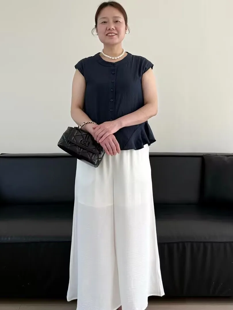 

Stylish Short Sleeve Shirt And Skirt Set for Mom Summer Fashionable Mid-aged And Elderly Women High Waist Flared Skirt