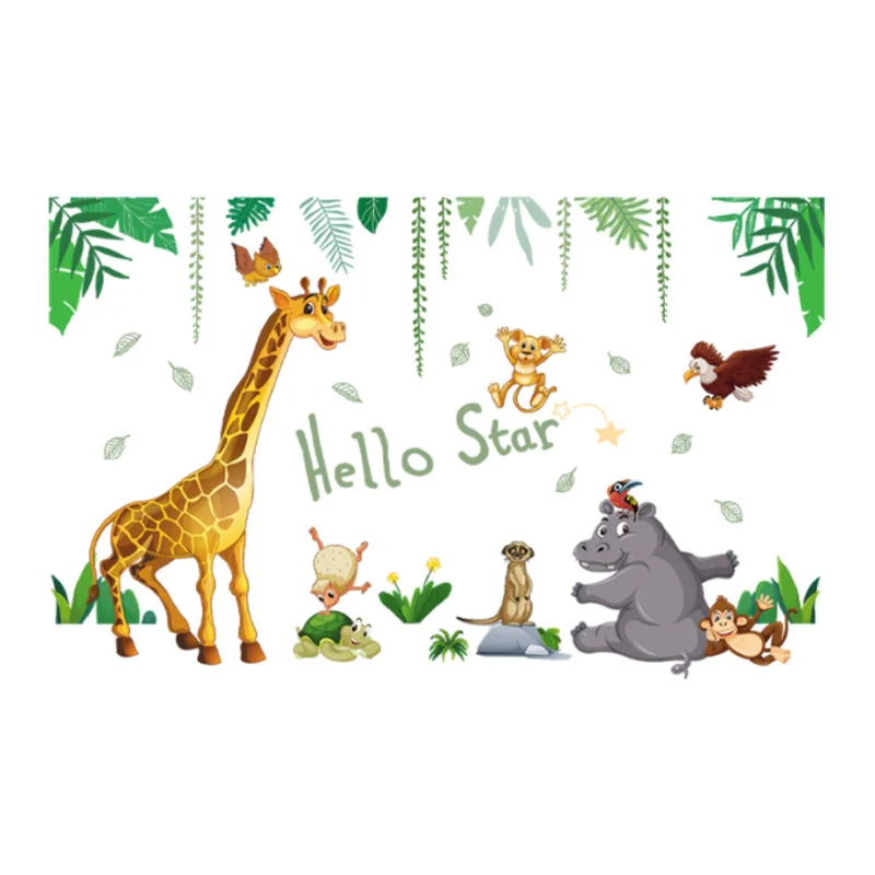 Cartoon Animal Forest Party Wall Sticker Shop Window Glass Layout Electrostatic Decoration Sticker Moisture-proof Anti Fouling