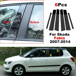 6Pcs Car Middle Column PC Window Trims Decoration B C Pillar Strip Sticker for Skoda Fabia 2007-2010 2011 2012 2013 2014