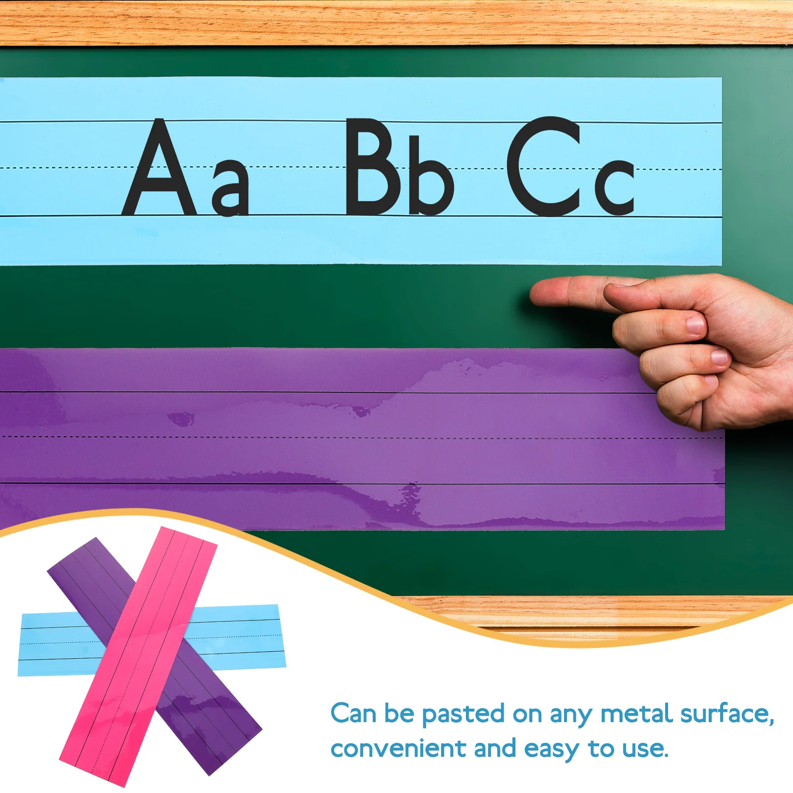 

3 Pcs Magnetic Sticker Note Pads Deep Purple Rose Pink Cyan Lined Design Reusable Memo Strips for Accessories