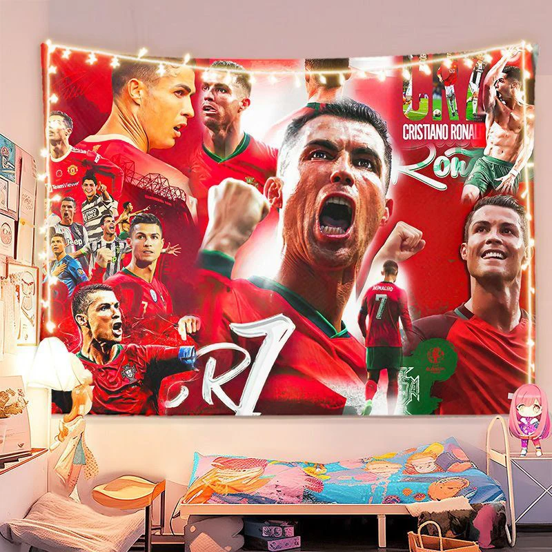 Cristiano Ronaldo Background Cloth Football Star Background Hanging Cloth Multiple Sizes Dormitory Wall Decoration Wall Tapestry