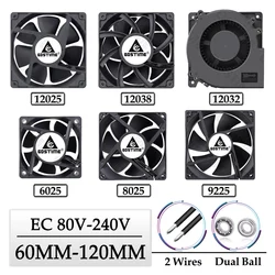 GDSTIME EC Axial Fan 60mm 80mm 90mm 120mm Dual Ball Brushless PC Cooler AC 110V 120V 220V 230V 240V 12025 8025 Computer Case Fan
