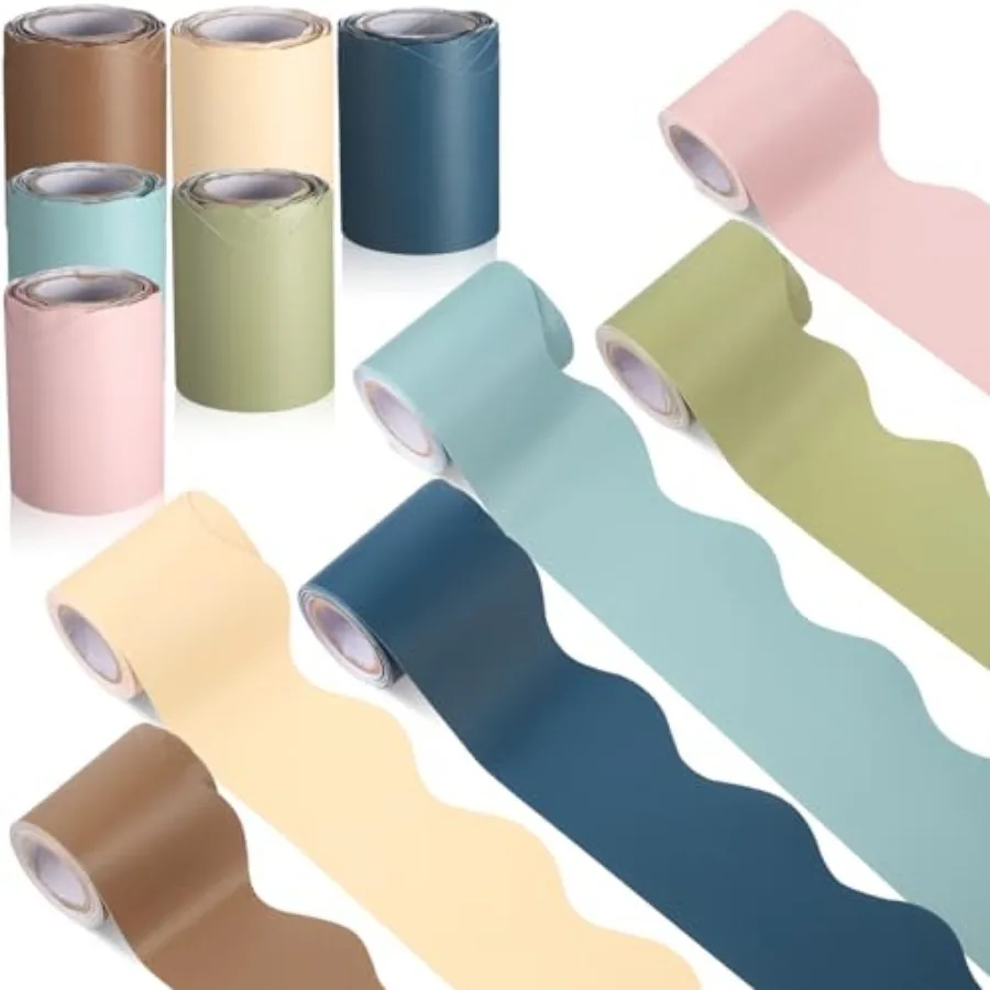 

Borders for Bulletin Board Decoration, 98.5ft Boho Scalloped Classroom Bulletin Board Border Rolls for Spring School Office Cha