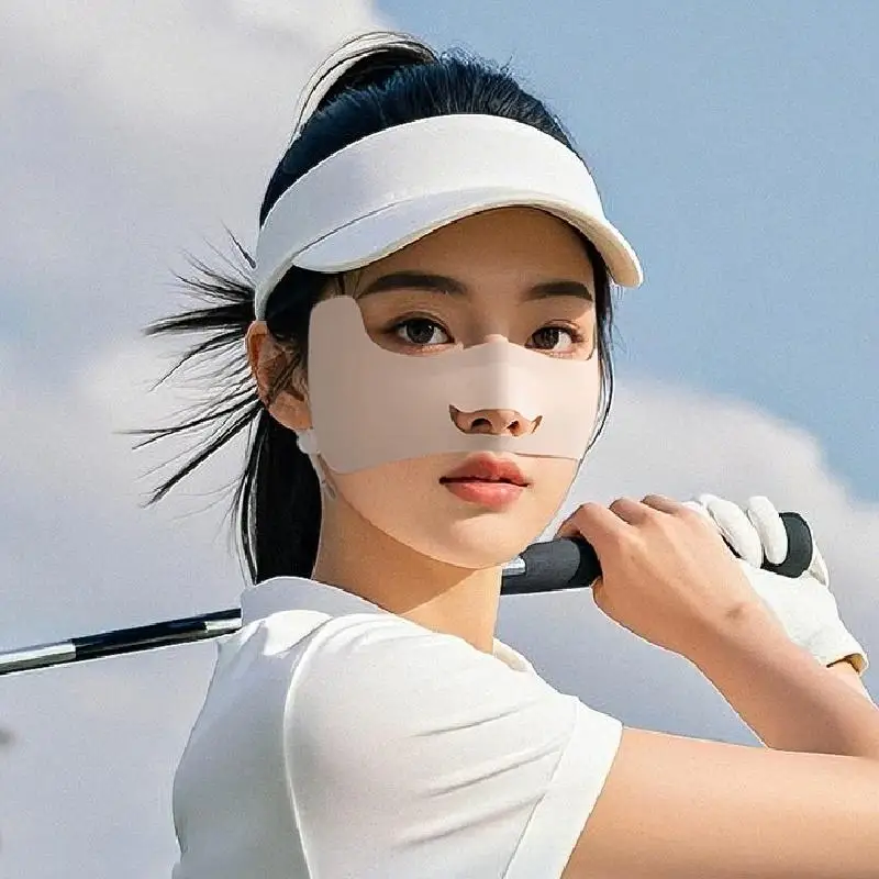 قناع واقي من الشمس قابل للتنفس بحلقة الأذن للسيدات للجري والتخييم وركوب الدراجات ومضاد للأشعة فوق البنفسجية، قناع مريح من الحرير الجليدي #1