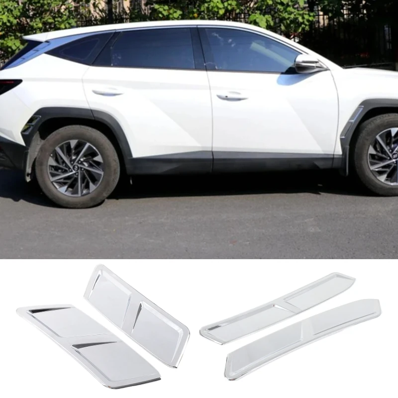 

For Hyundai Tucson NX4 2021-2025 ABS Silver Car Front Rear Wheel Eyebrow Side Body Fender Bezel Trim Sticker Car Accessories