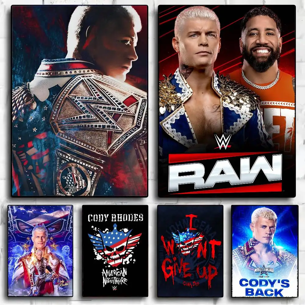 Wwe Game C- Cody R-Rhodes ملصقات عتيقة ورق أبيض لاصق يطبع ملصقات فنية ملصقات جدار