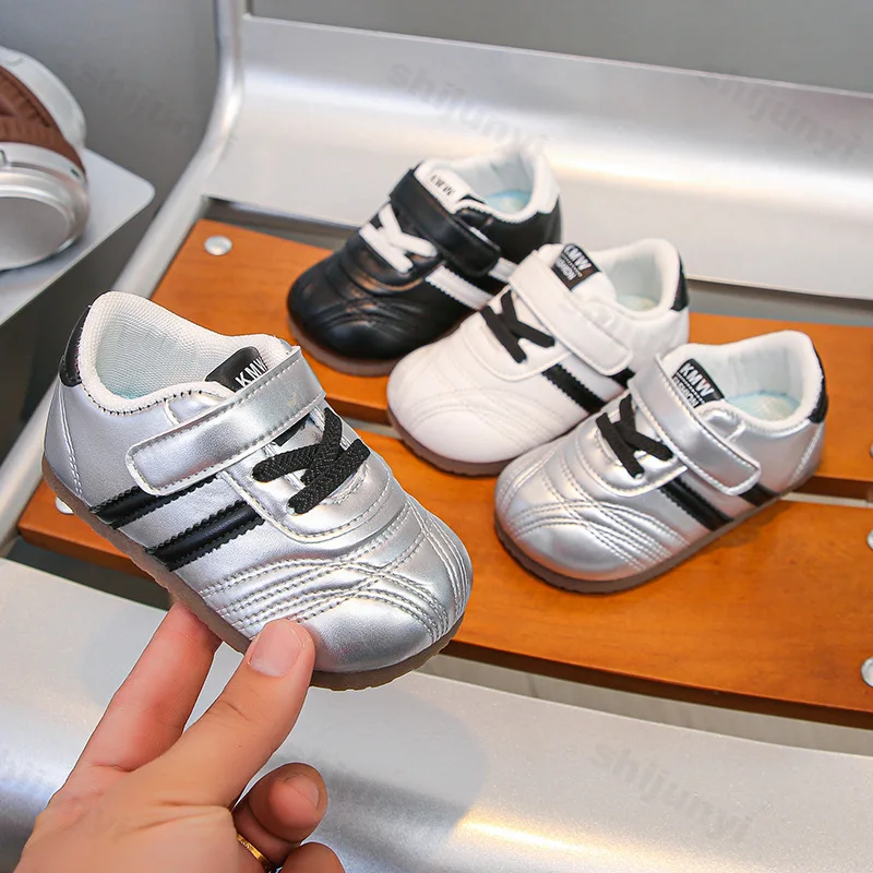 

Toddler Walking Shoes Striped Trendy Baby Sneakers Hook&loop Versatile 2025 New Fashion Soft Bottom Non-slip Kids Sports Shoes
