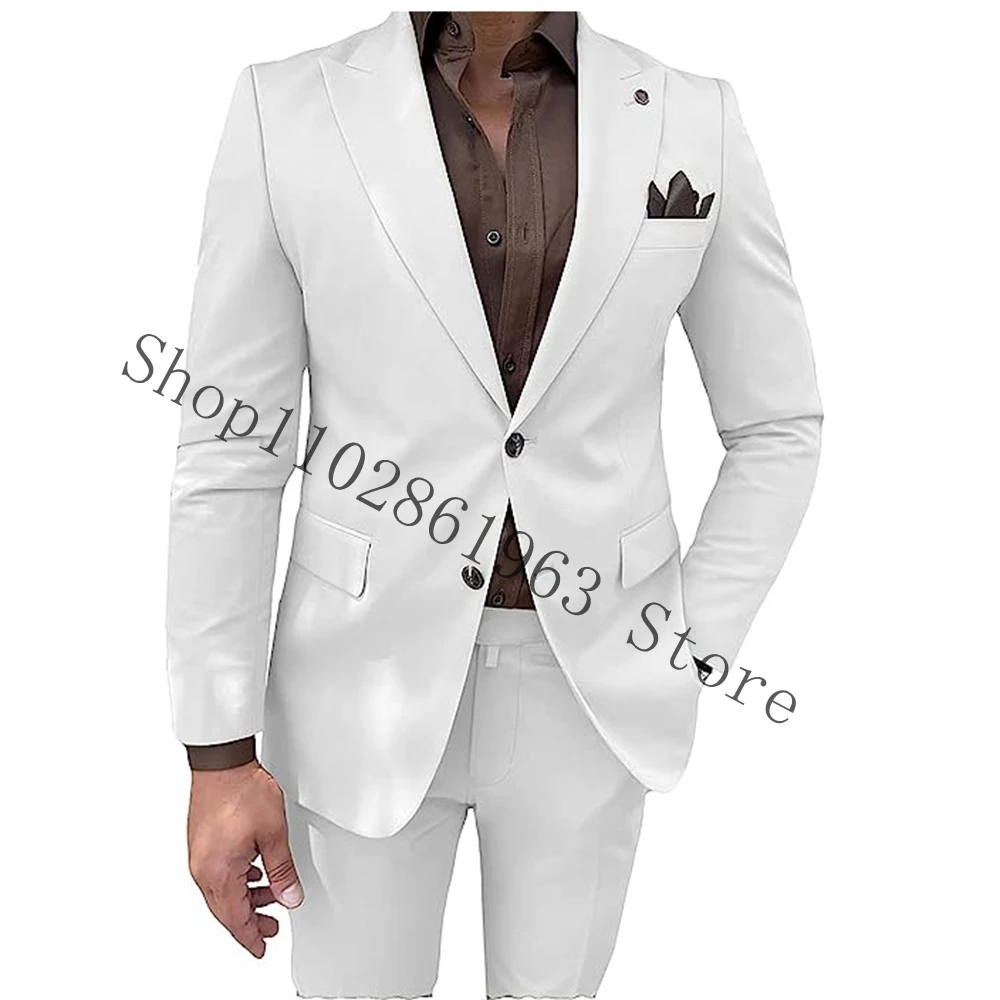 

2023 New Arrival Wedding Suits For Men Peak Lapel Two Buttons 2 Pieces Best Men Male Tuxedos Blazer Pants Trajes De Hombre