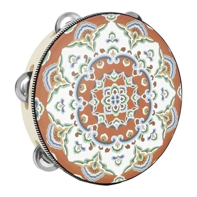 

652F Single Row Tambourine Round Form Musical Tambourine Metal Bells Handheld Party Percussion Drum Instruments Tambourine