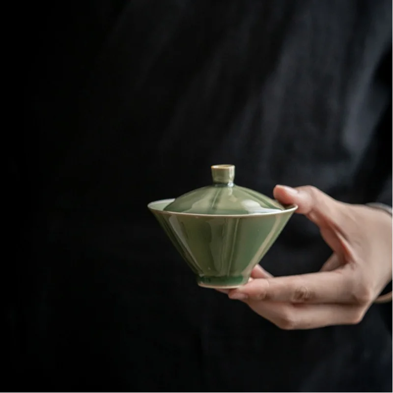 Clearance Sale Yue Kiln Celadon Antique Ceramic Kung Fu Set Household Gaiwan Cup Teapot Holder Tea Canister Single C