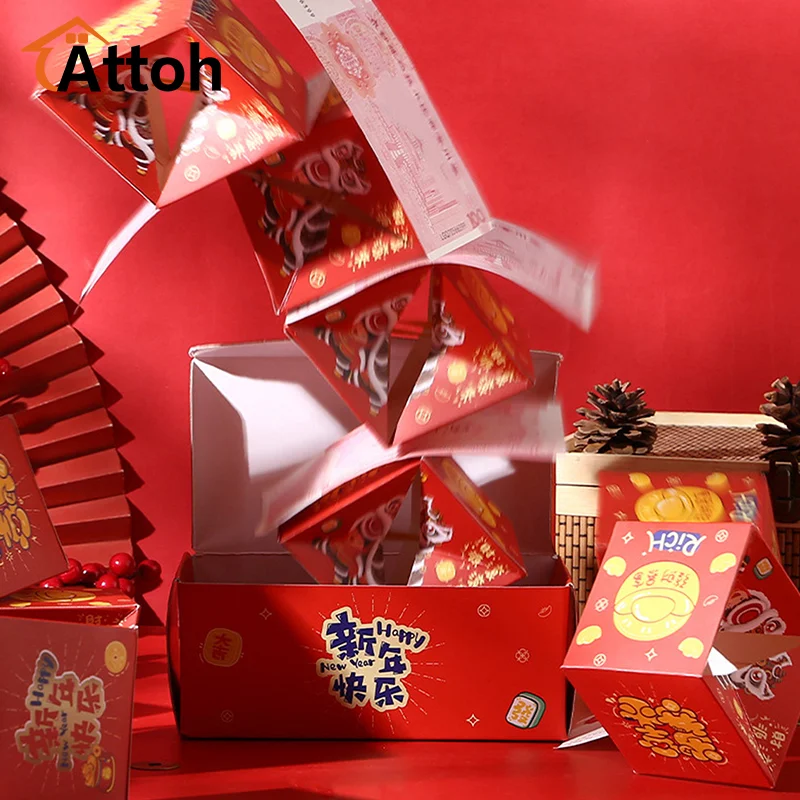 Bounce Surprise Gift  6/12pcs Boxes Jumping Explosion 2025 Red Envelope Creative Birthday New Year Party Decoration Gift