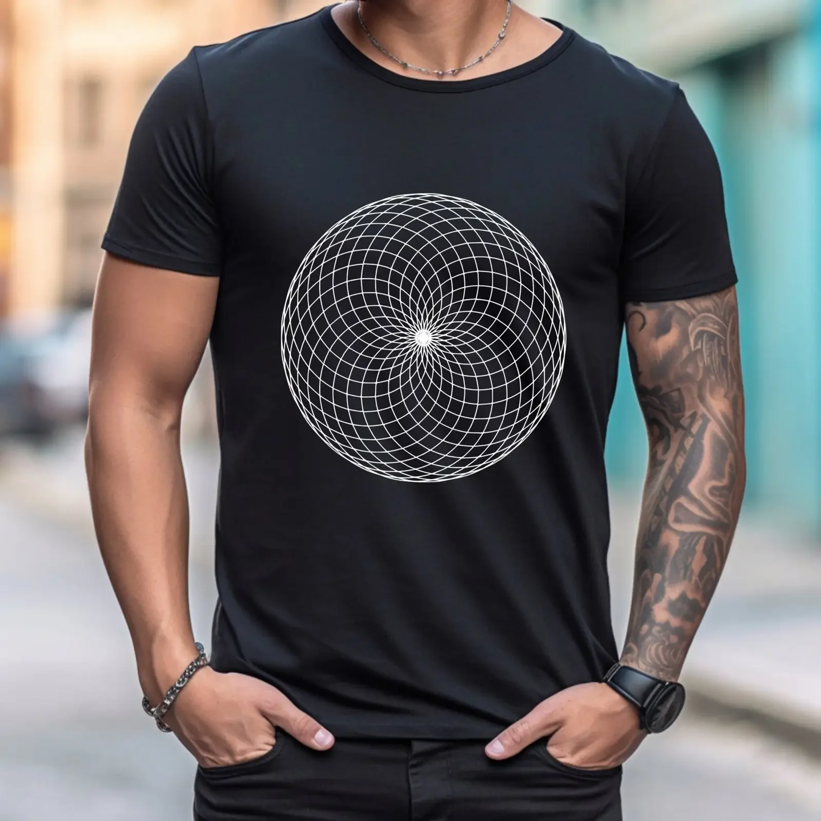 Geometric Circle Torus Shape Sacred Geometry T Shirt Science for Math Teacher Mathematician Architect Lover vintage Washed