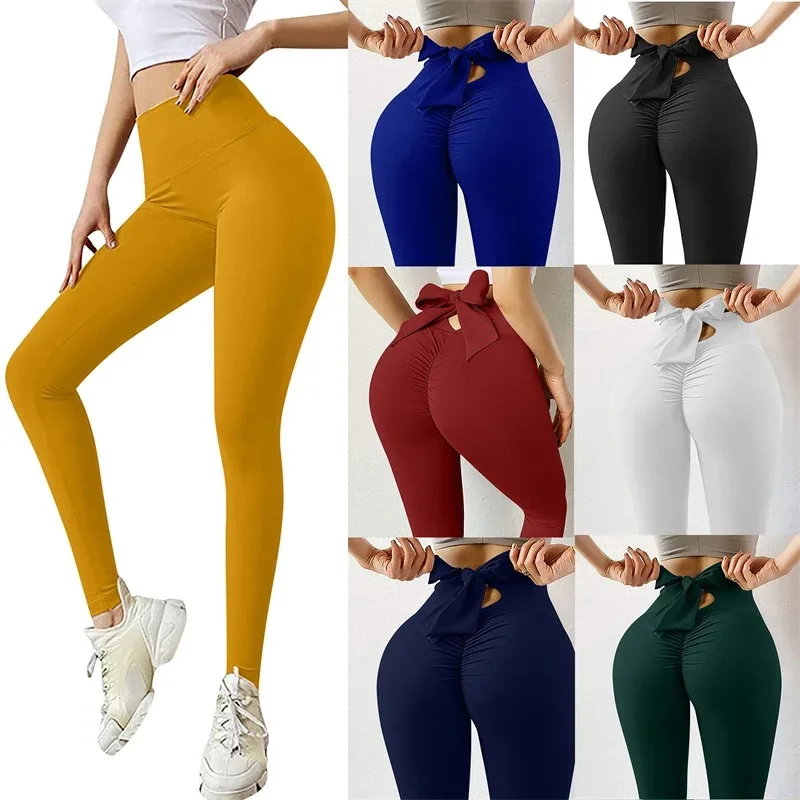 Yoga Pants Bow Tie Women Leggings Tights High Waist Leggings Seamless Yoga Fitness Workout Pants Gym Push Up Clothing Sportswear