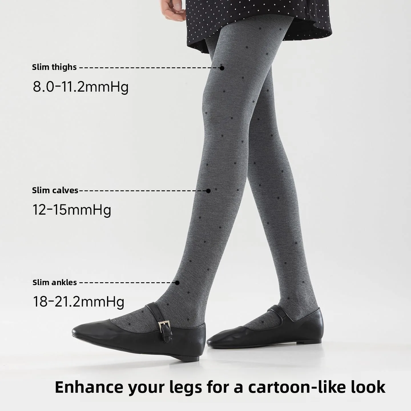 Gray Polka Dot Women's Leggings Autumn Winter Y2K Base Layer Pants Slimming Pressure Socks Outdoor Wear No Slip down