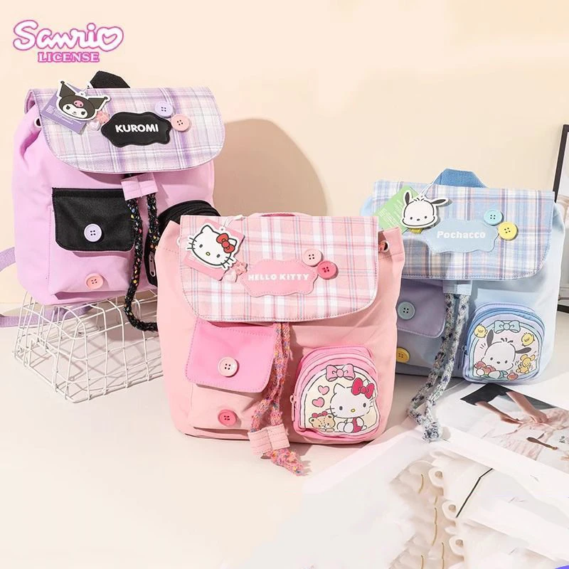 

Kawaii Sanrio Backpack Cute Cartoon Hello Kitty Kuromi Pochacco Outdoors Student Snacks Cosmetics Stationery Storage Schoolbag