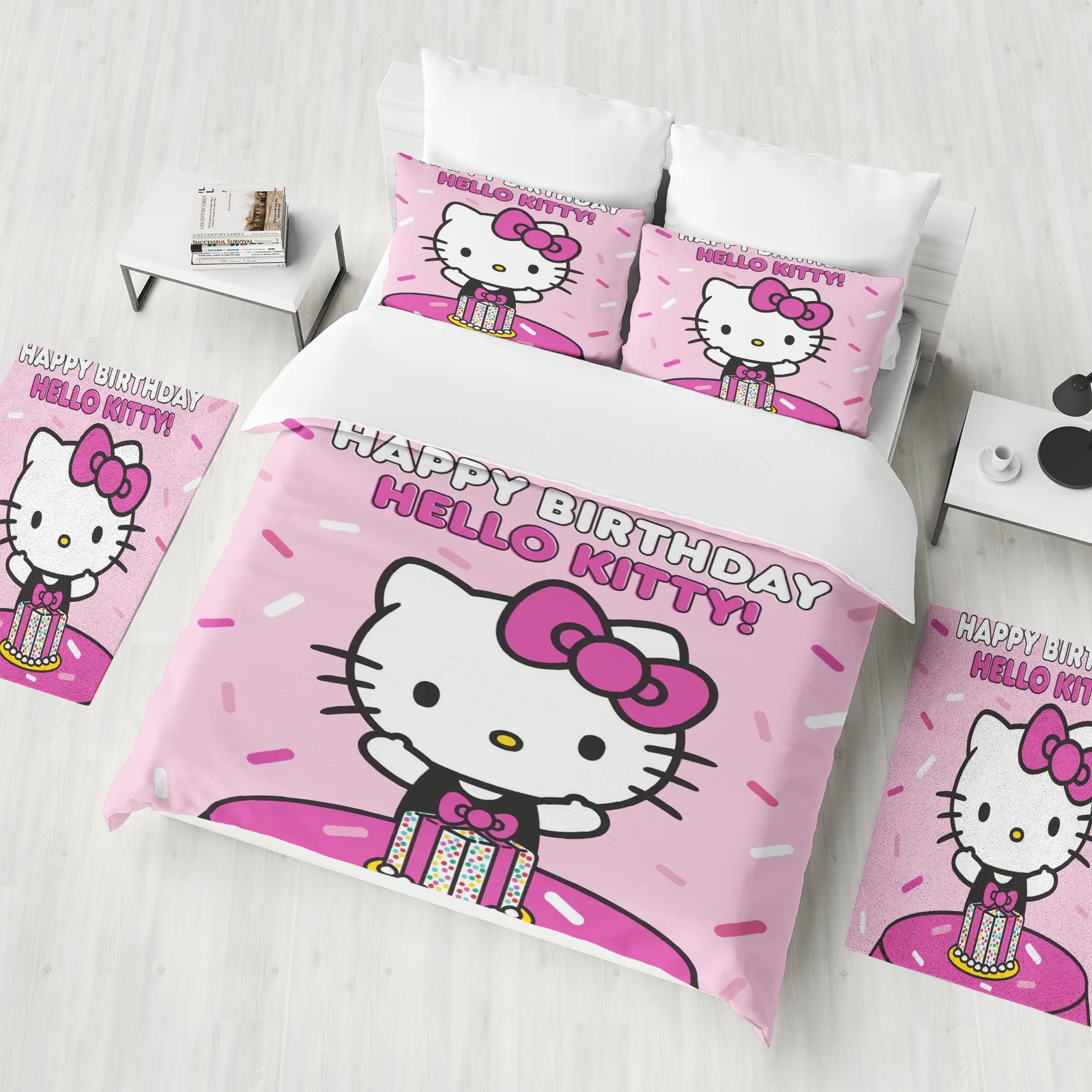 

Комплект постельного белья Hello Kitty: 3 предмета, 1 пододеяльник, роскошный, детский, двуспальный