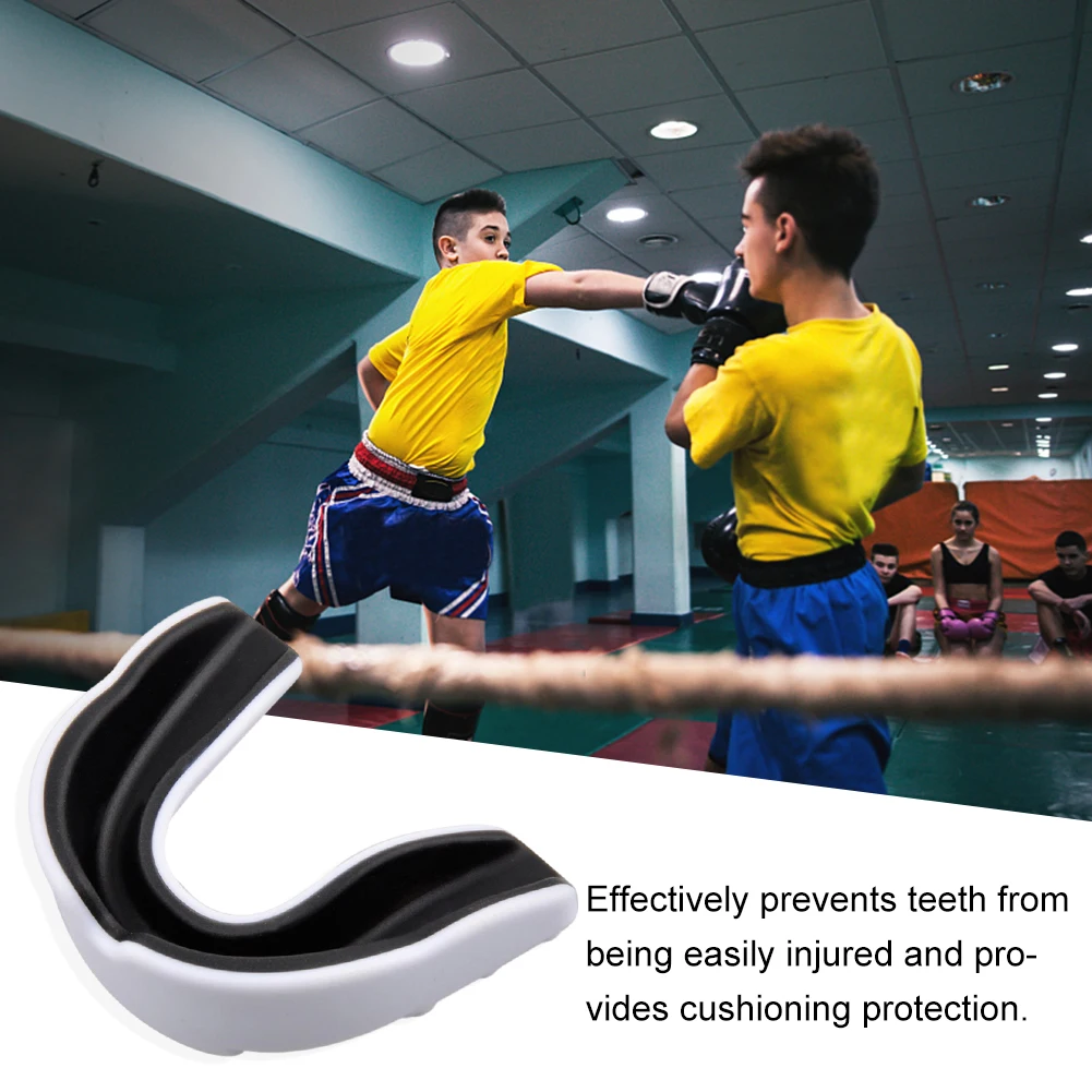 Kids Boxing Gum Shield with Storage Case Mouth Guard EVA Sports Mouth Guard Double Colored for Boxing MMA Kickboxing Muay Thai