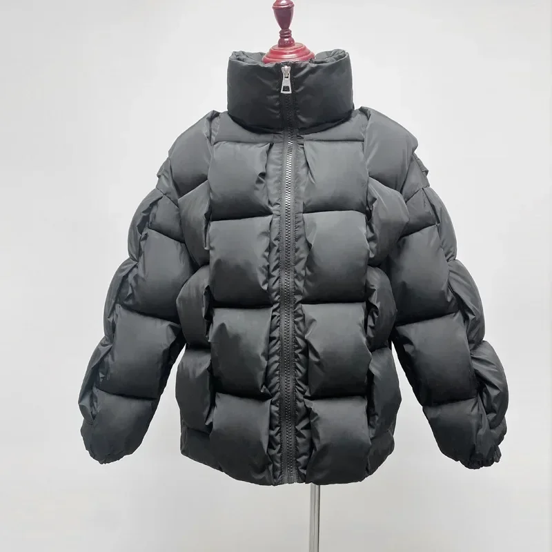 Winter Jackets for Women 2024 Thick Warm Loose Fashion Quilted Jacket Women Interchange Design High Street Green Winter Coat Top