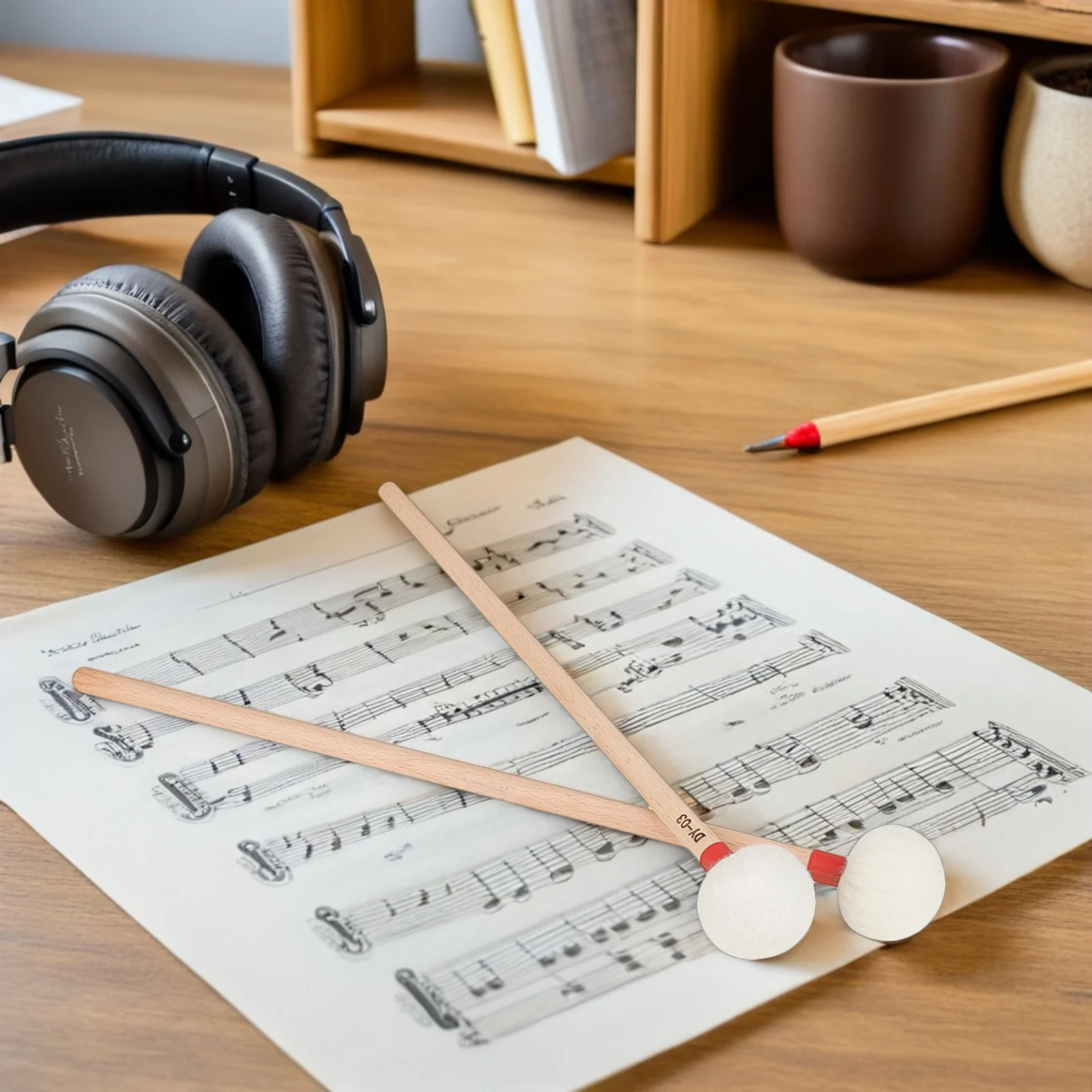 

4Pcs Wooden Handle Timpani Mallets White Felt Heads Professional Drum Mallets for Orchestral Performance Reliable Control