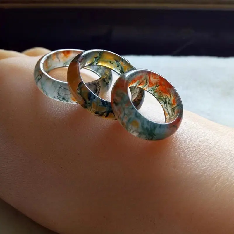 Exquisite jewelry natural peach blossom ring Xinjiang Tianshan Cuihuahua jade ring the first choice for daily wear gifts