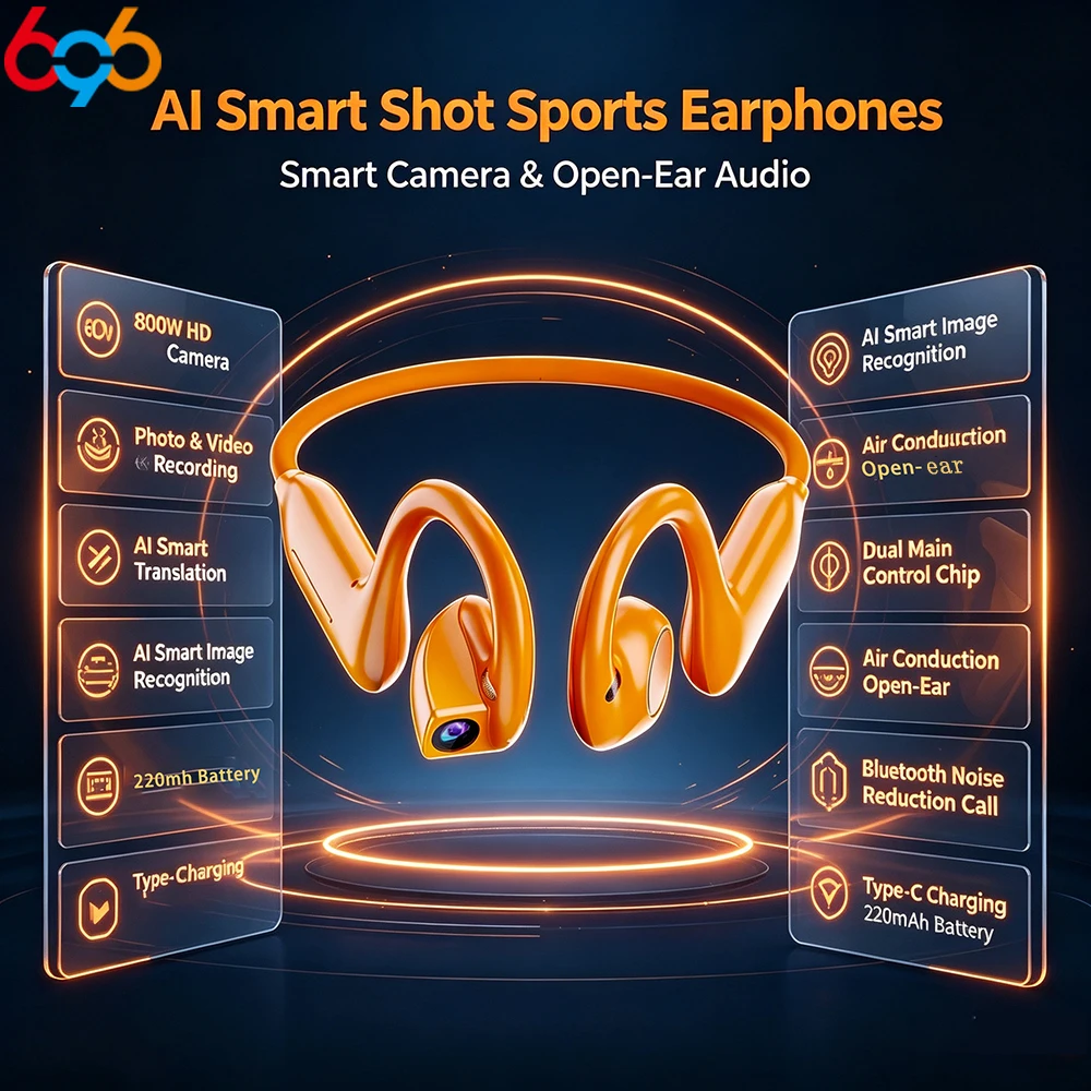 Open‑Ear Smart Sports Earbuds Video Capture Image Recognition Call Noise Reduction & AI Real‑Time Translation