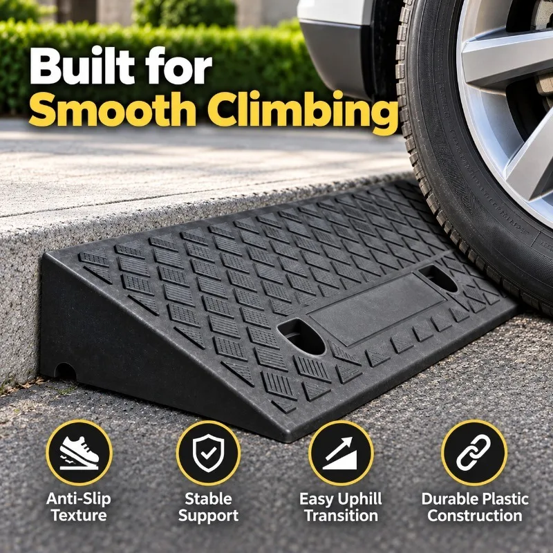 1/2PCS 10CM Plastic Curb Ramp Non-Slip Threshold Ramp for Car Bicycle Wheelchair Garage Driveway Smooth Transition Portable