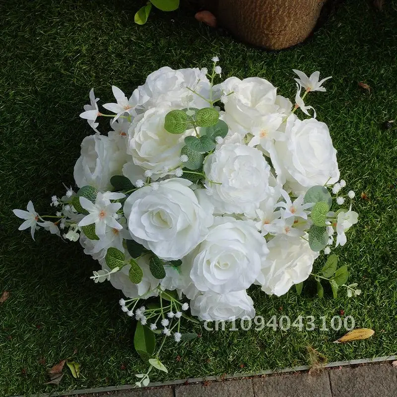 

30cm New Party White Flower Ball Wedding Decor Peony Rose Flowers Simulated Stage Decor Leading Ball Road T Stage Wedding Flower