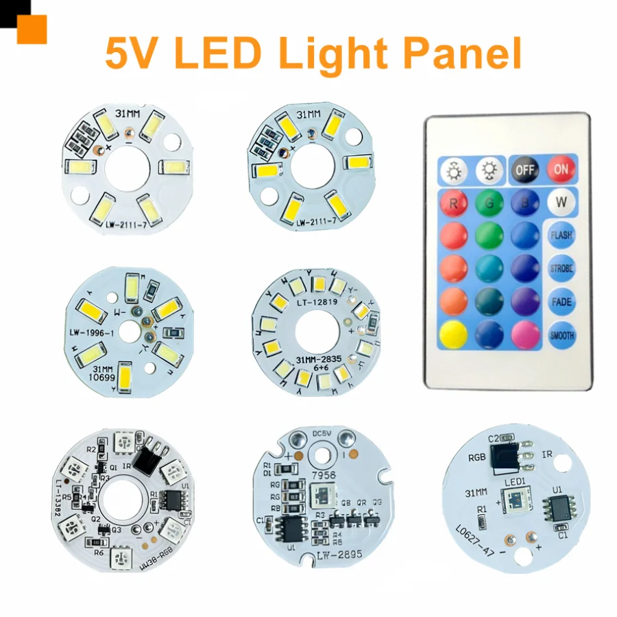 

Плата светодиодного дисплея 5В 38/31мм с 12/6/1 LED, диммируемая, высокой яркости, с цветным градиентом RGB, с пультом ДУ, для DIY-моделей