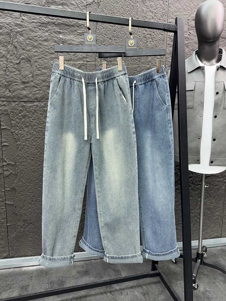 

Pampa& Vintage Loose Fit Men's Jeans Breathable Comfortable Straight Leg Spring Faion Blue Casual Trousers