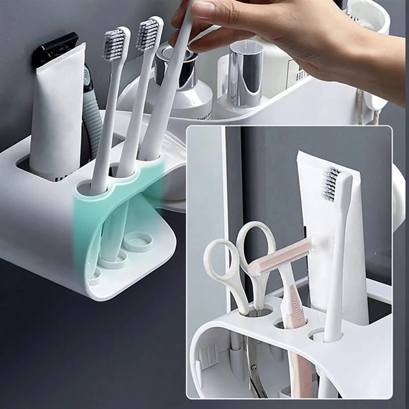 2Pcs Bathroom Shelves Wall Mount Organizer Toothbrush Toothpaste Holder Storage Rack For Bathroom Accessories