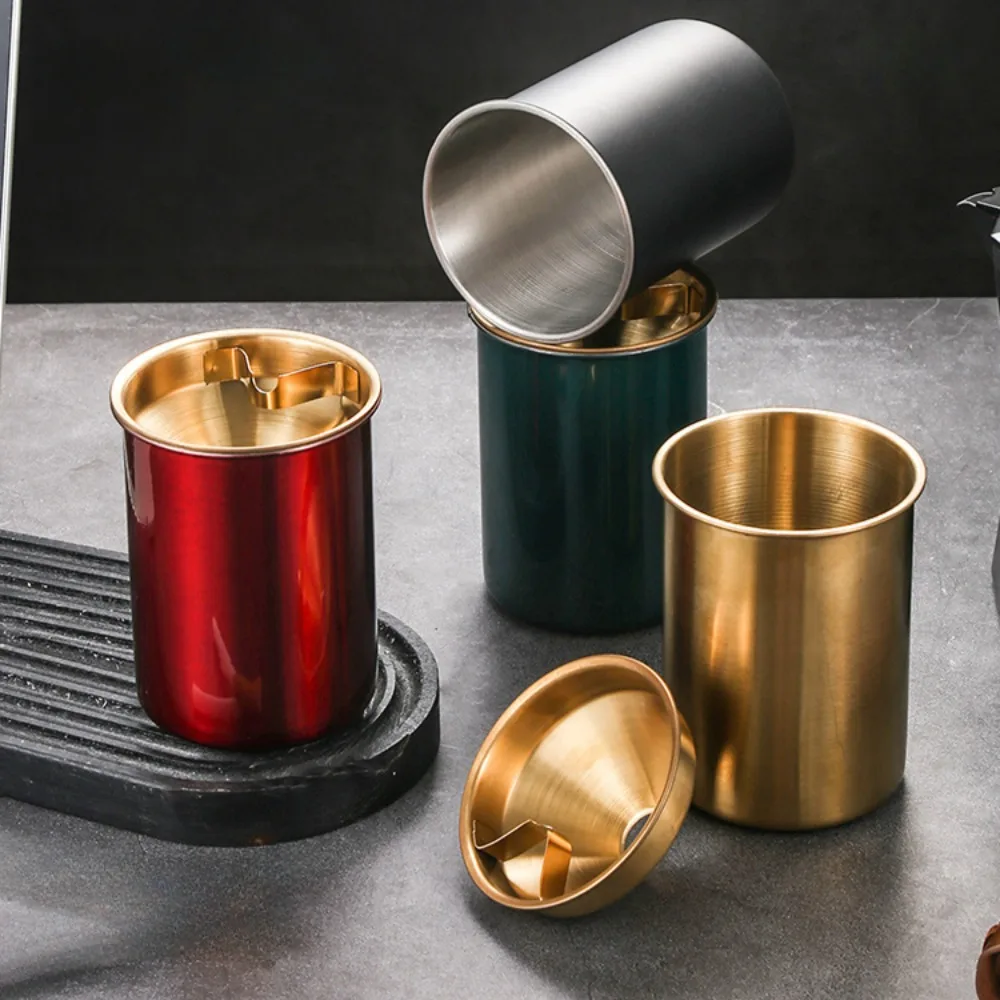 Stainless Steel Ashtray Anti Fall Internet Cafe Bar Ashtray Thickened Creative Tobacco Cup Cylinder