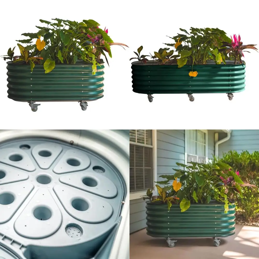 

Vego Garden 2 x 4 фута самополивающаяся садовая кровать на колесиках — британский зеленый цвет