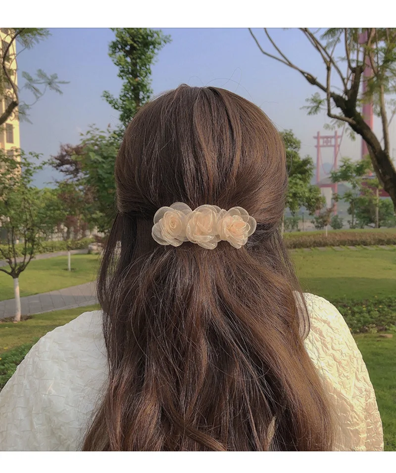 

Korean Summer New Hair Clip Camellia Women's White Hair Grip Temperament Fashion Sweet Out Hundred Hair Accessories