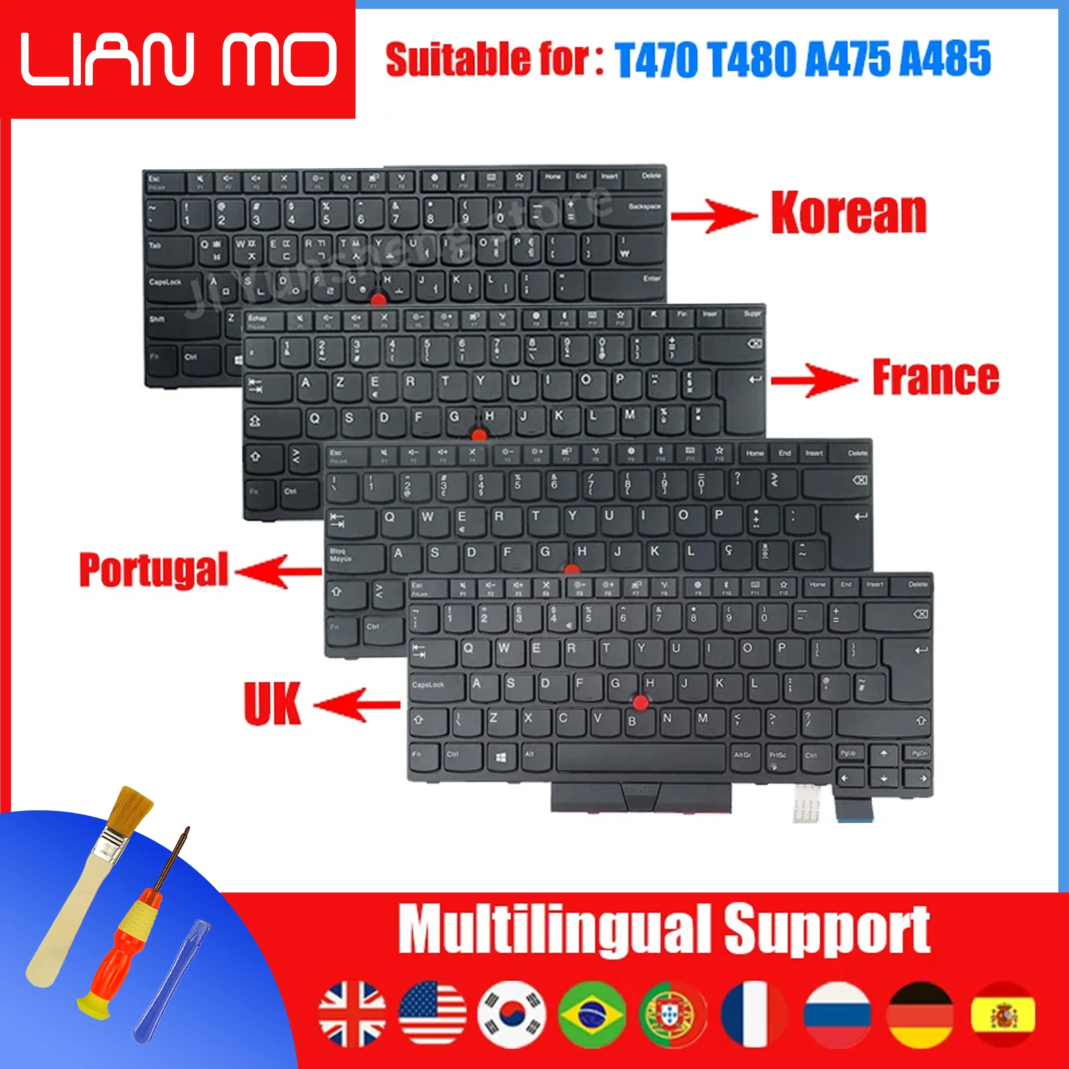 Lenovo-teclado ThinkPad T470 T480keyboard A475 A485, Original, para notebook, 01HX459, 01AX364