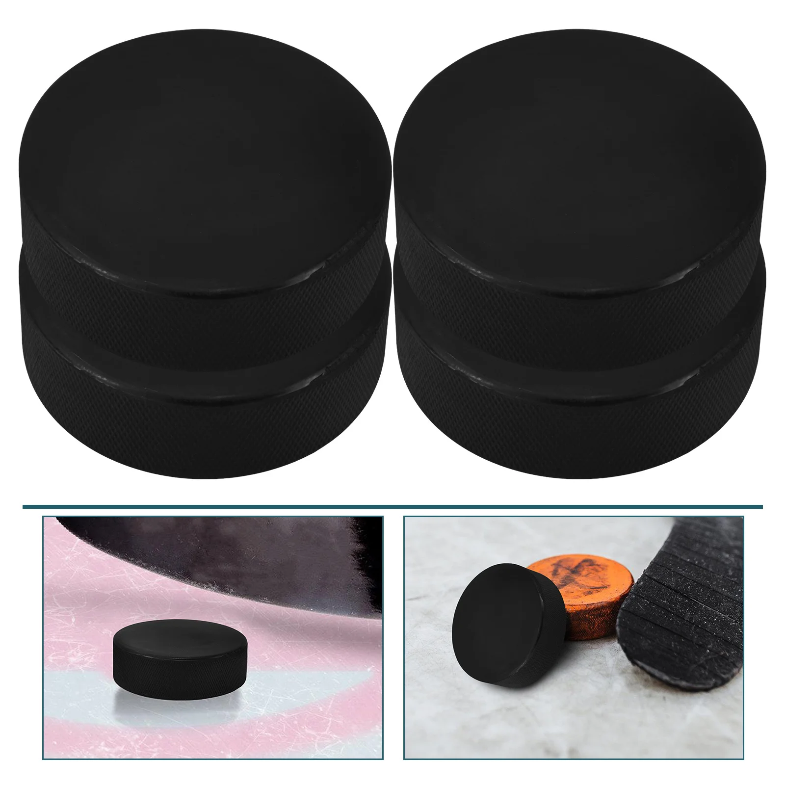 4pcs Durable Ice Hockey Puck Smooth Surface Training Pucks For Adult Teens Reusable Rubber Hockey Balls Sports Tool