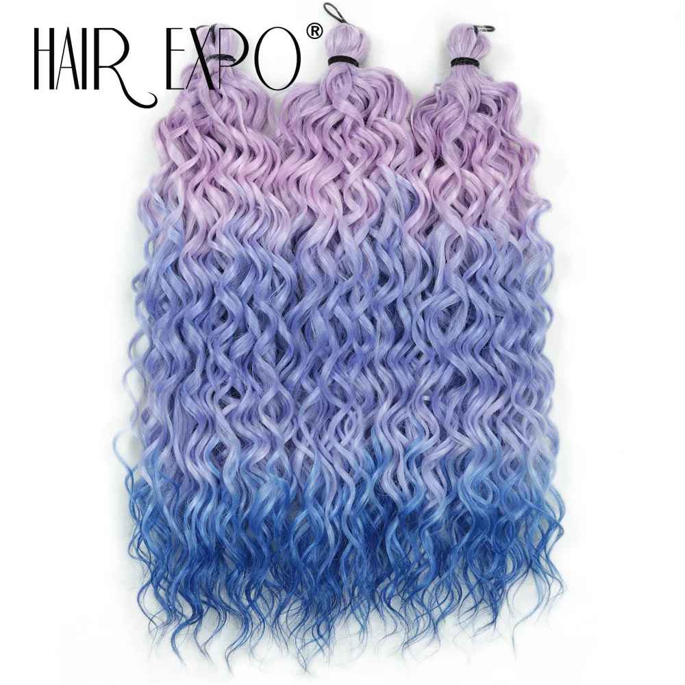 18 بوصة جيسيكا الشعر موجة عميقة تويست الكروشيه الشعر الاصطناعية مجعد الشعر 3 قطعة/300 جرام أومبير الأفرو حليقة قوس قزح تجديل وصلات شعر