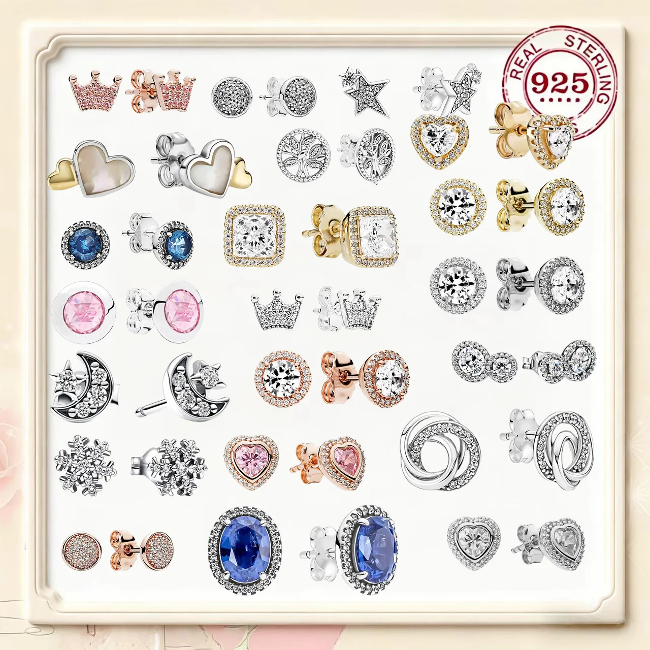 

925 silver square-round zirconia earrings - classic and exquisite jewelry for women, ideal Mother's Day gift accessories