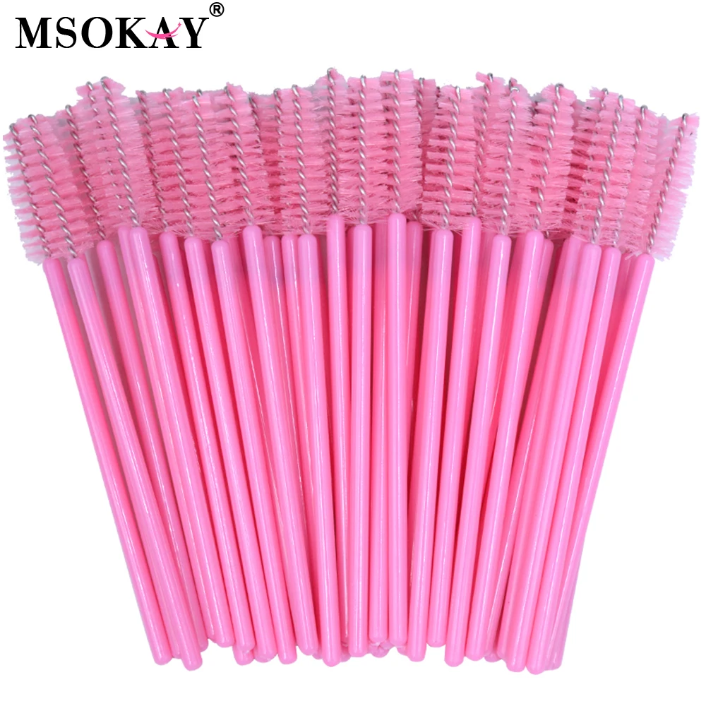 MSOKAY Diposable Mascara Wands Pink Purple Gold White Eyelash Applicator Brush Reusable Lash Extension Comb Wholesale Supplier