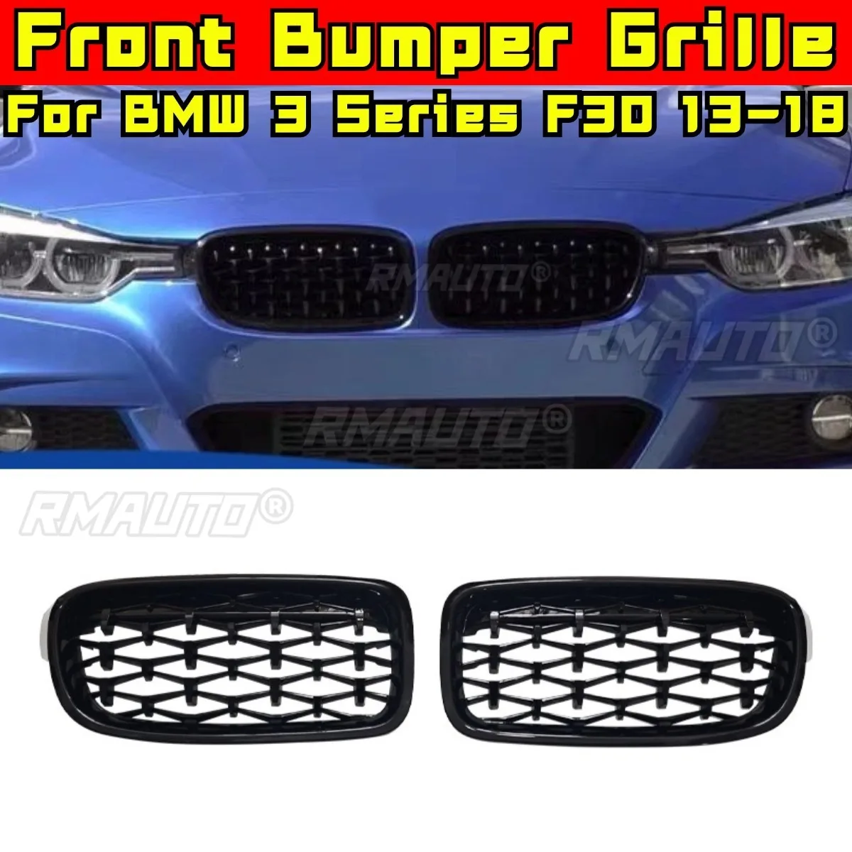 

Car Bumper Grill Decorative Strips Racing Grille Body Kit Front Bumper Grill For BMW 3 Series F30 2013-2018 Exterior Part