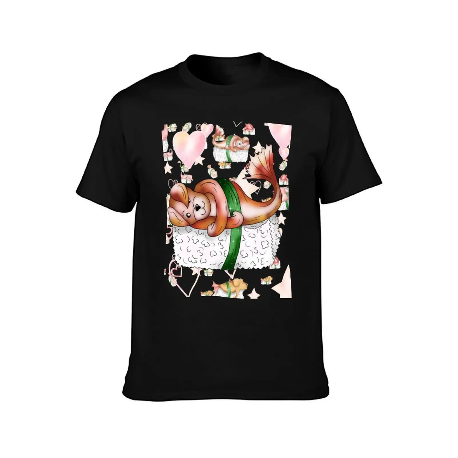 cute nigiri dogfish sushi T-Shirt Christmas Casual Short Sleeve Top