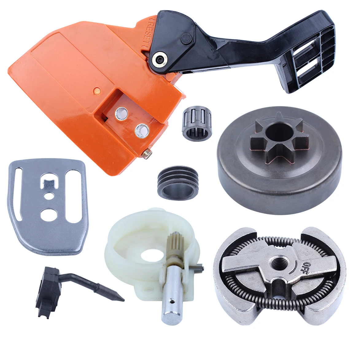 Chain Brake Sprocket Cover Clutch Drum Oil Pump Kit For Husqvarna 136 137 141 142 Chainsaw Handle Guard Worm Gear Bar Plate