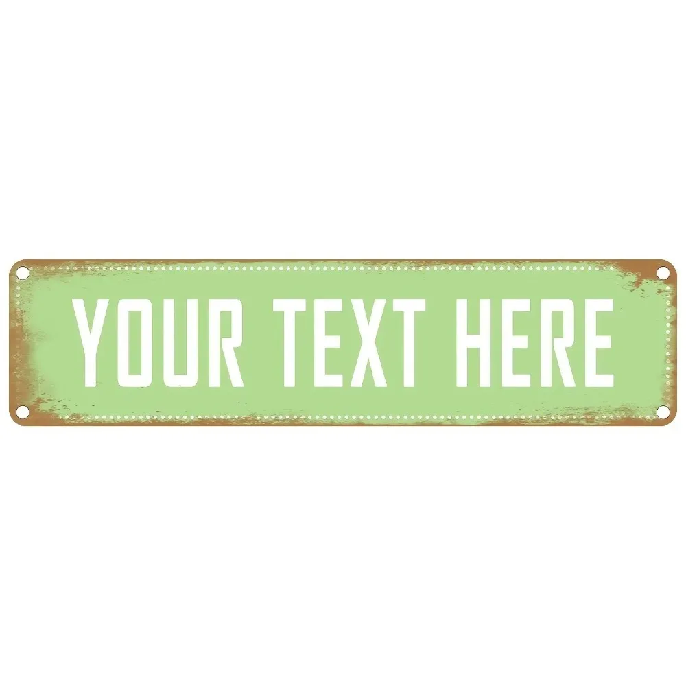 CIFbuy Personalized Custom Text Aluminum Wall Plaque, 40x10cm Retro Riveted Light Green Aged Sign, Weatherproof Vintage Decor
