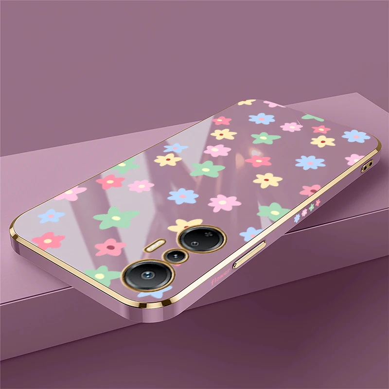 Plating Phone Case For Infinix Hot 12 11S 11 2022 10T 8 9 Play 10 Lite 10i 10S NFC Soft Silicone Flower Print Shockproof Cover - view 2