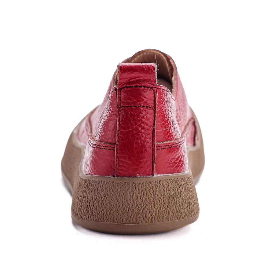 New Zip Up Flats Shoes for Women Real Leather Moccasins Woman Unique Luxury Flat Driving Shoes Ladies Red Flats Mom Casual Shoes view 3