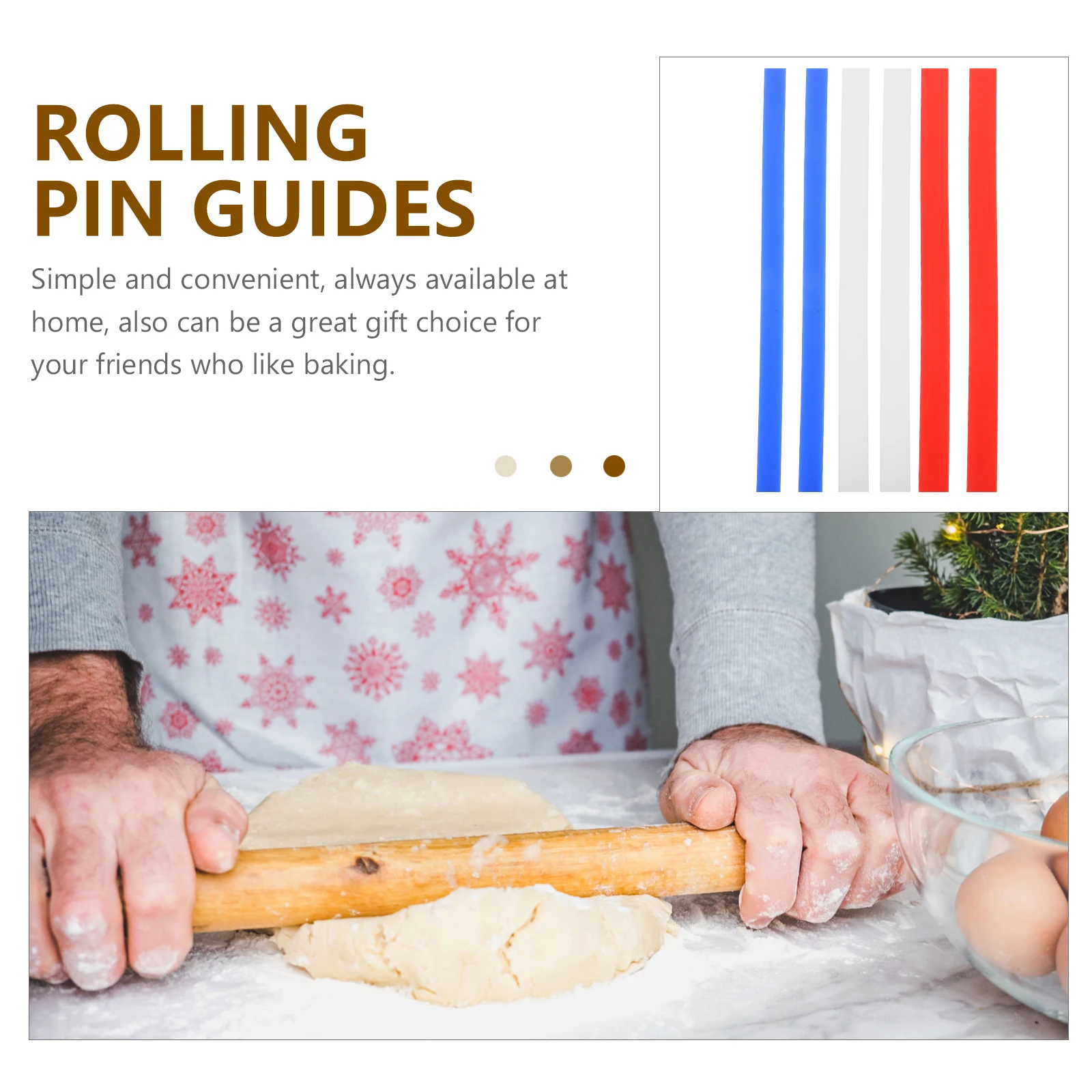 

6pcs Noodle Rolling Pin Dough Strips Kitchen Ruler Silicone Baking Thickness Guides 38 1cm Measuring Pizza Cookie Maker