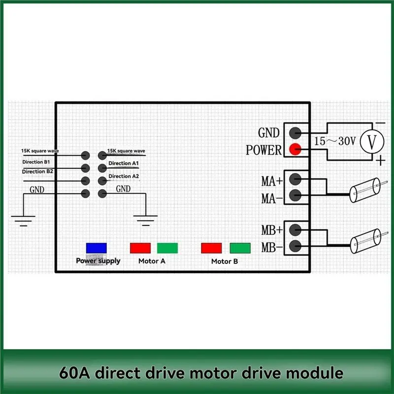 PLC Controlled 60A High Power Dual Channel DC Motor Drive Module Board H-Bridge Optocoupler Isolation Motor Speed Control